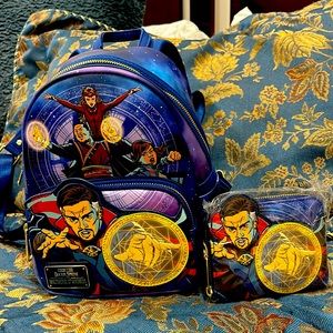 NWT FULL SET Doctor Strange matching backpack and wallet Loungefly